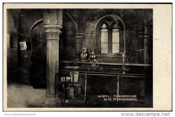Cp Wien 1. Innere Stadt, Türmerstube Im St. Stephansdom, Fernrohr, St. Stefansturm - Autres & Non Classés
