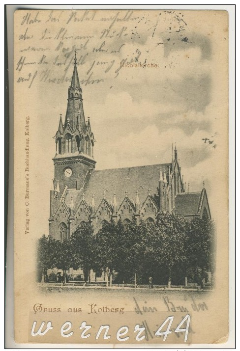 Gruss Aus Kolberg V. 1914  Die Nicolaikirche  (8529-2) - Westpreussen