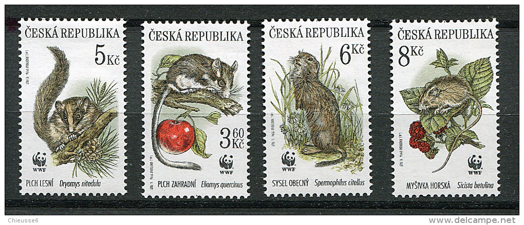 (cl. 5 - P.14) Rep. Tchèque ** N° 108 à 111 (ref. Michel Au Dos)  - Les Rongeurs : Lerotin, Lerot, Soustik, Siciste Des - Unused Stamps