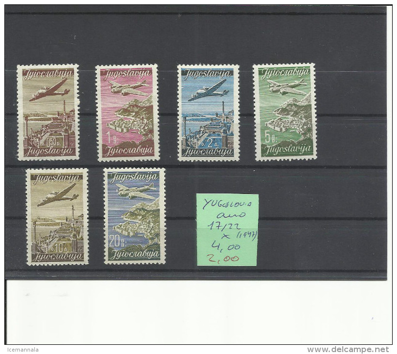 YUGOSLAVIA YVERT AEREO 17/22  MH  * - Airmail