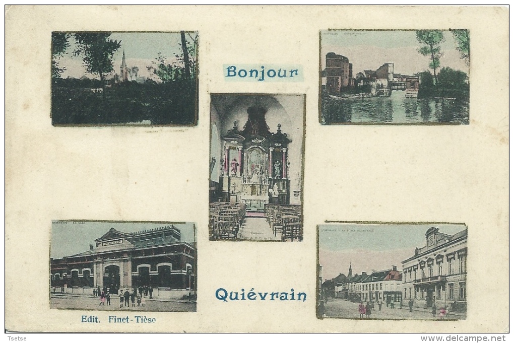 Quièvrain - Bonjour  - Carte Multivues, 5 Vues - 1914 ( Voir Verso ) - Quievrain