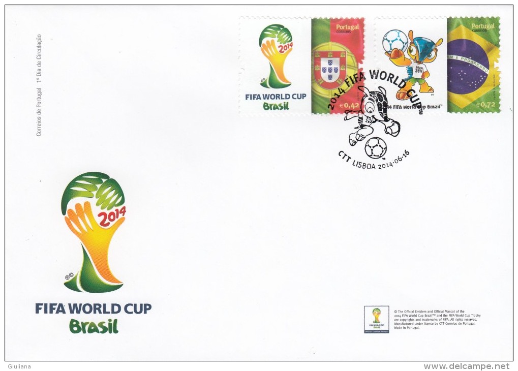 Portogallo 2014 -FDC  Serie 2 Stamps**    Mondiali Calcio Brasile 2014 - 2014 – Brésil