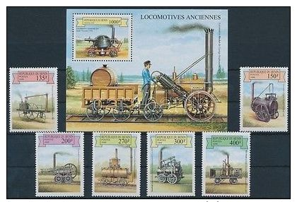 Benin Stamp Steam Engines And Steam Cars Set + Block 1999 MNH WS177886 - Benin – Dahomey (1960-...)