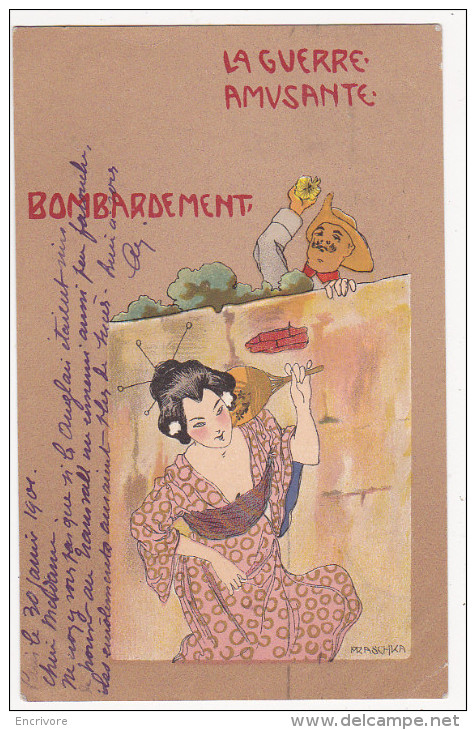 Cpa Politique Satirique Guerre Amusante Raphael Kirchner MRASCHKA Art Nouveau Bombardement Japonaise - Kirchner, Raphael