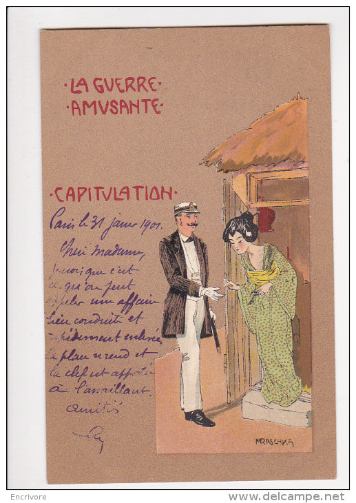 Cpa Politique Satirique Guerre Amusante Raphael Kirchner MRASCHKA Art Nouveau Espionage Capitulation Japonaise - Kirchner, Raphael