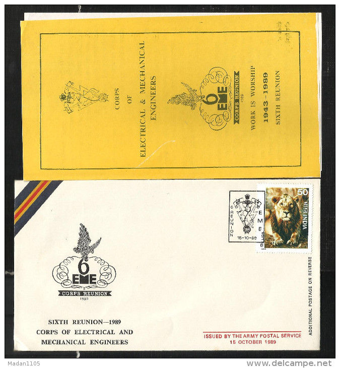 INDIA, 1989, ARMY COVER, Corps Of  Electrical And Mechanical Engineers, 6th Reunion, + Brochure - Covers & Documents