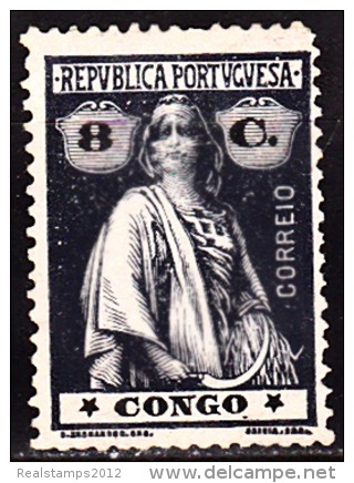 CONGO - 1914- Ceres.  8 C.  D. 15 X 14,  Papel Porcelana Médio, (ll-ll)  (*) MNG   MUNDIFIL  Nº 107 - Portugees Congo