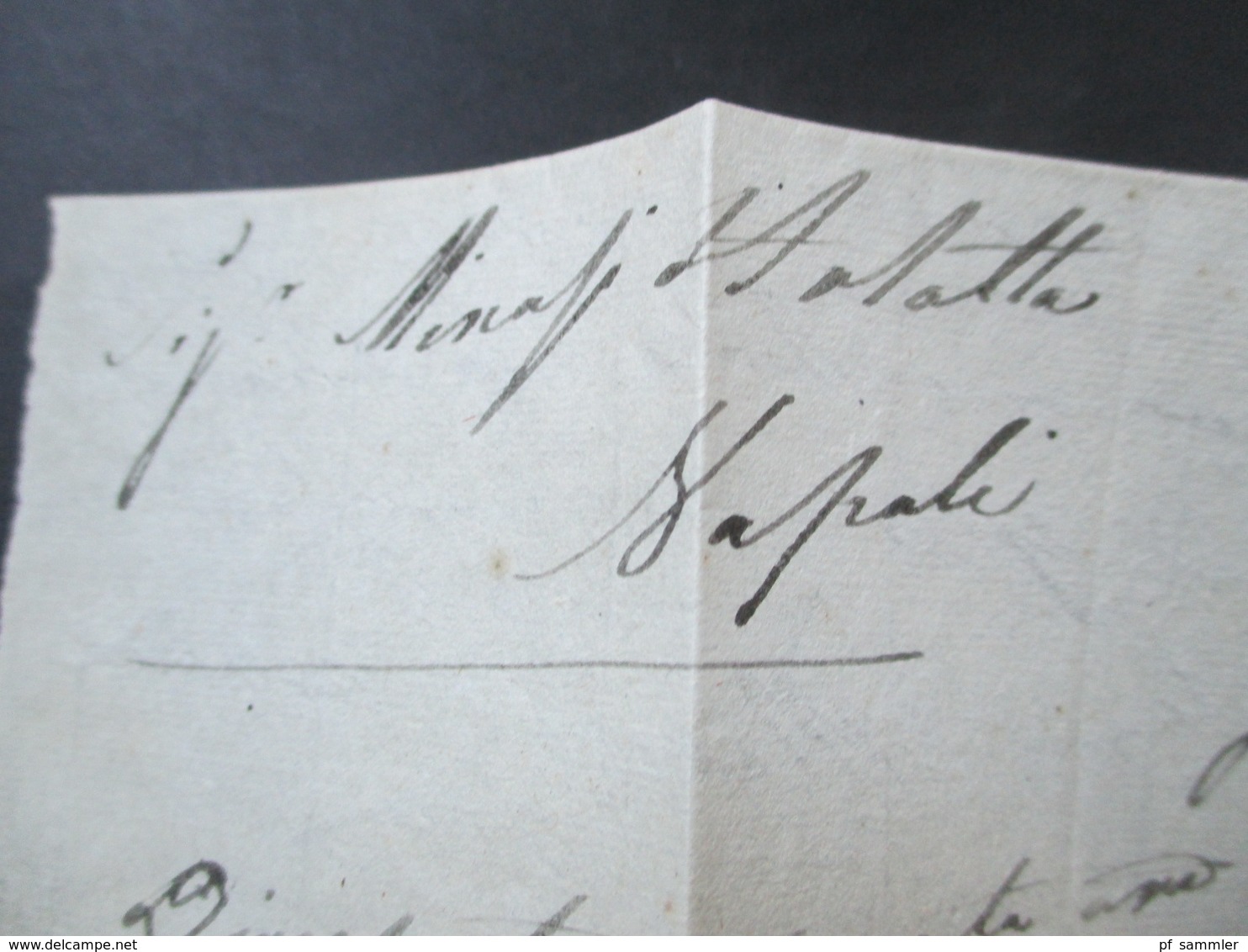 Italien 1819 Lecce - Napoli. Barfreimachung! Tax Kontrollstempel rot! Vorphila Faltbrief! Markenloser Brief