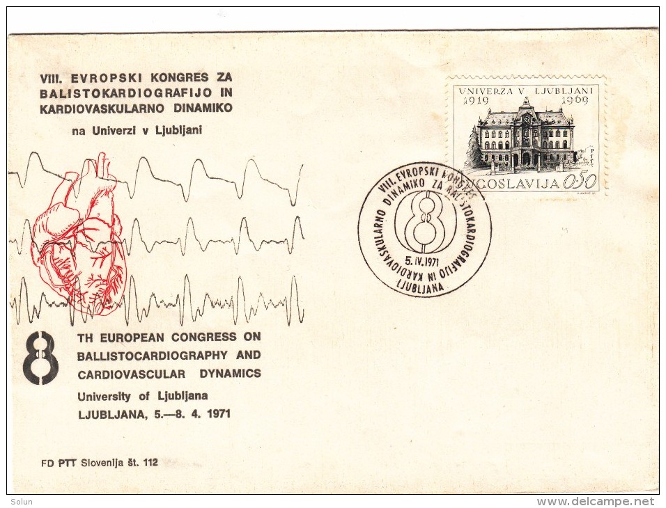 JUGOSLAVIJA YUGOSLAVIA SLOVENIJA LJUBLJANA 1971 EUROPEAN CONGRESS BALLISTOCARDIOGRAPHY CARDIOVASCULAR DYNAMICS MEDICINE - Slovénie