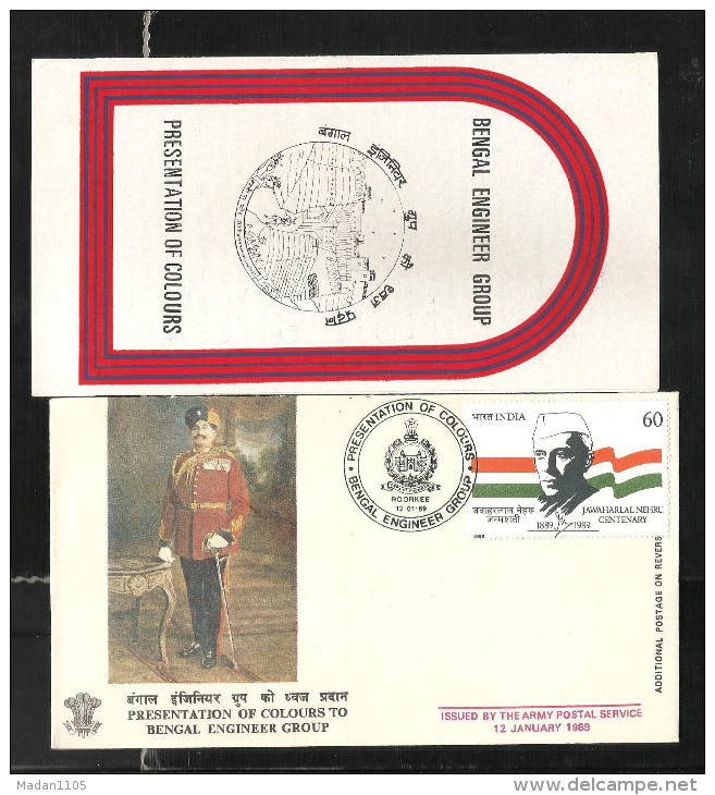 INDIA, 1989 ARMY POSTAL SERVICE COVER,  Bengal Engineer Group, Colours, + Brochure, Military, Militaria - Storia Postale