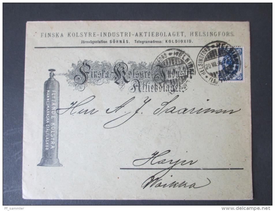 Finnland 1896 Toller Firmenbrief! Nr. 42 Als EF! Flytande Kolsyra. Aktiebolaget. Firmenzudruck. Helsingfors. - Lettres & Documents