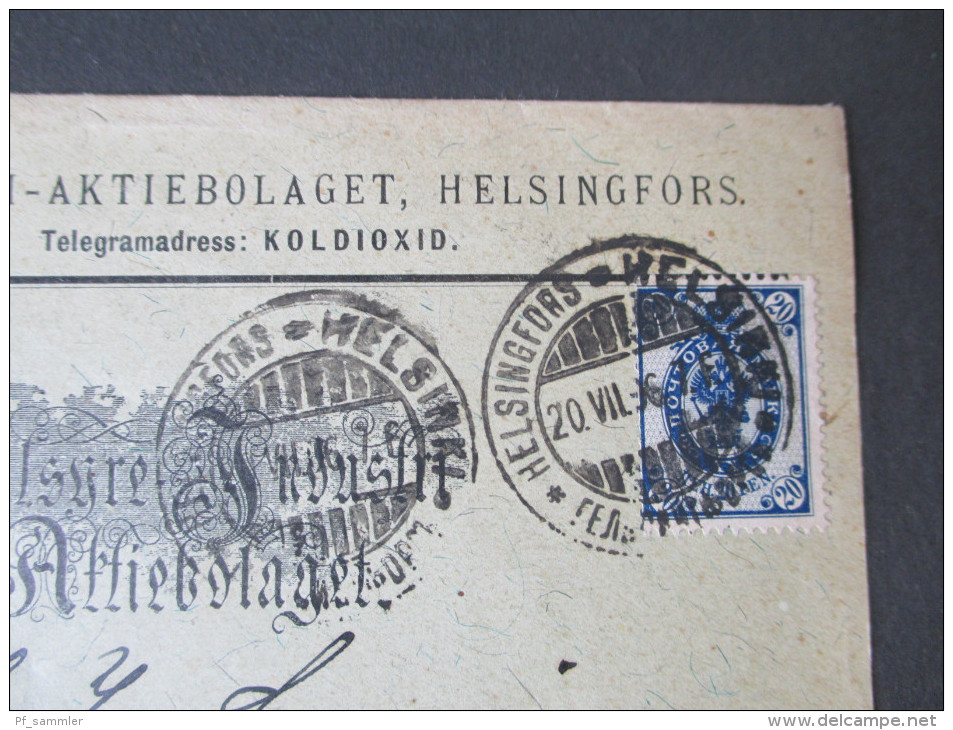 Finnland 1896 Toller Firmenbrief! Nr. 42 Als EF! Flytande Kolsyra. Aktiebolaget. Firmenzudruck. Helsingfors. - Cartas & Documentos