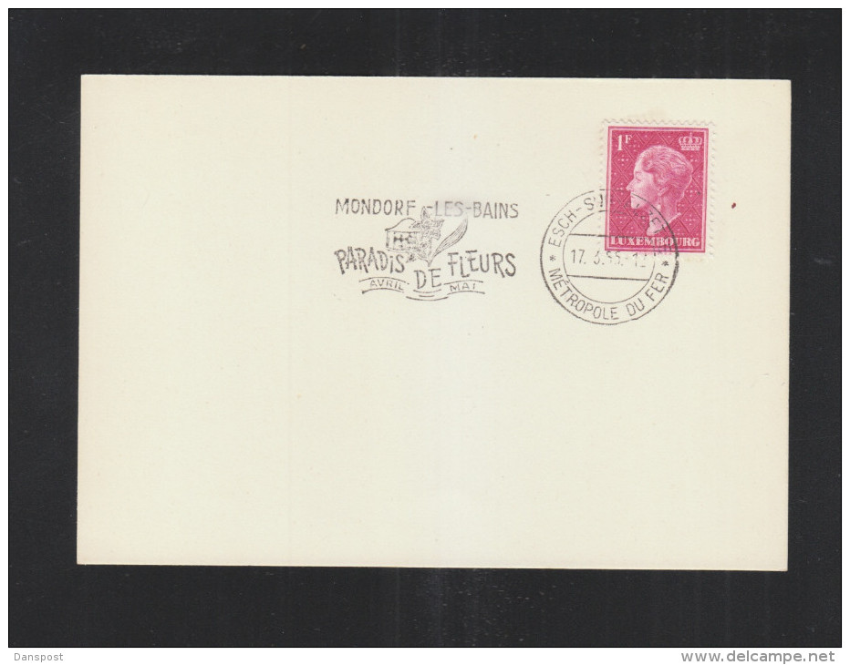 Luxemburg Sonderstempel Mondorf-les-Bains Paradis De Fleurs 1955 - Franking Machines (EMA)