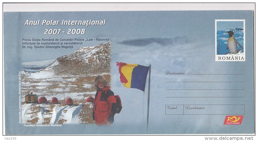 INTERNATIONAL POLAR YEAR, THEODOR NEGOITA, EXPLORER, COVER STATIONERY, ENTIER POSTAL, 2007, ROMANIA - Internationales Polarjahr