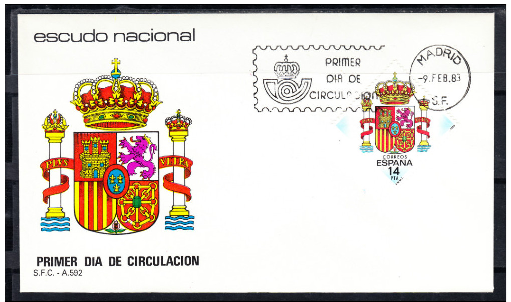 ESPAÑA 1983.SOBRE 1er. DIA FDC  EDIFIL Nº 2685. ESCUDO DE  ESPAÑA     CN6356 - FDC