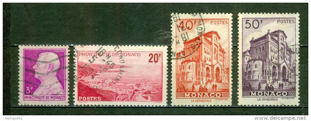 Prince Louis II - MONACO - Vue Générale De La Principauté - Cathédrale De Monaco - N° 282-312-313b-313c - 1946-1948 - Gebraucht