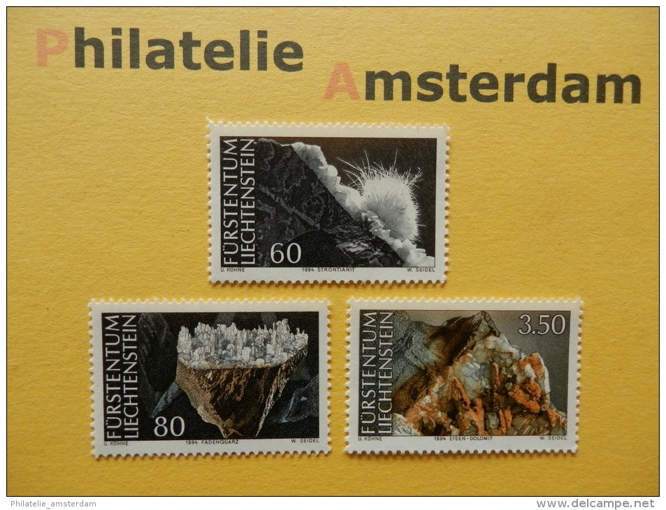 Liechtenstein 1994, MINERALS MINERALIËN: Mi 1093-95, ** - Mineralen