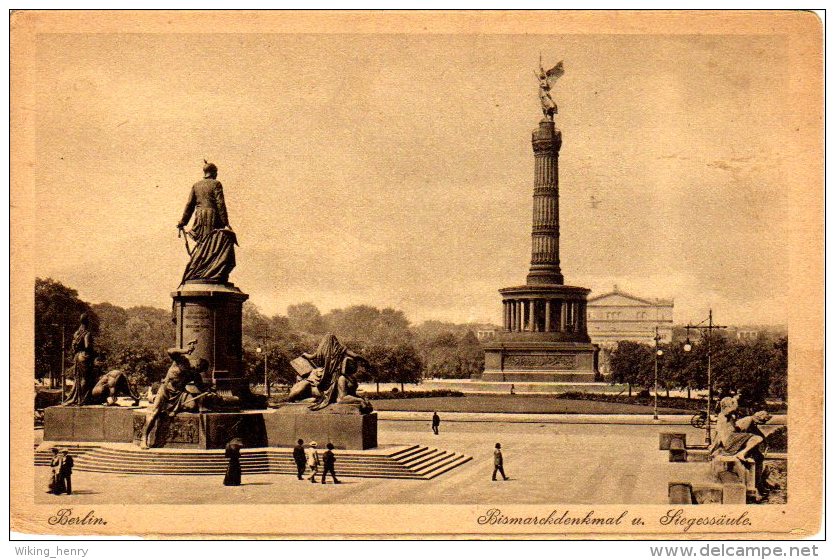 Berlin Tiergarten - S/w Bismarckdenkmal Und Siegessäule 1 - Dierentuin