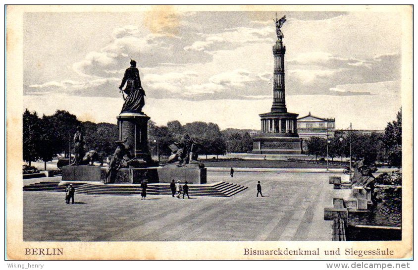 Berlin Tiergarten - S/w Bismarckdenkmal Und Siegessäule 3 - Dierentuin