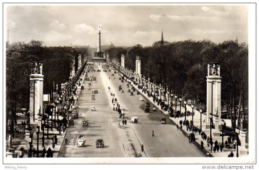 Berlin Tiergarten - S/w Blick Vom Brandenburger Tor Auf Die Siegessäule - Tiergarten