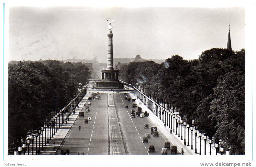 Berlin Tiergarten - S/w Charlottenburger Chaussee Mit Siegessäule - Dierentuin