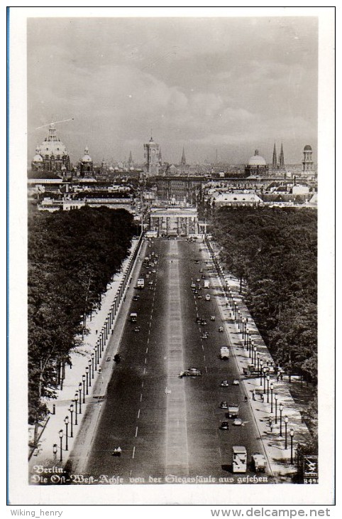 Berlin Tiergarten - S/w Ost West Achse Von Der Siegessäule Aus Gesehen - Dierentuin