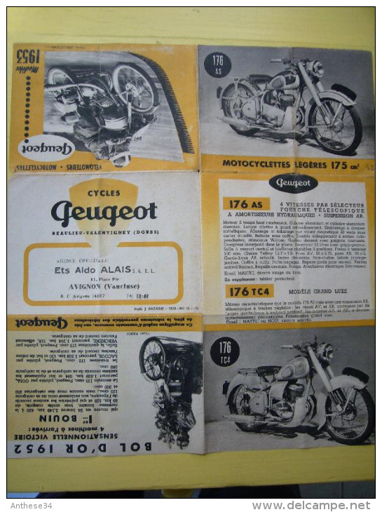 Dépliant Pub Vélomoteurs Motocyclettes Peugeot Modèles 1953 - Publicités