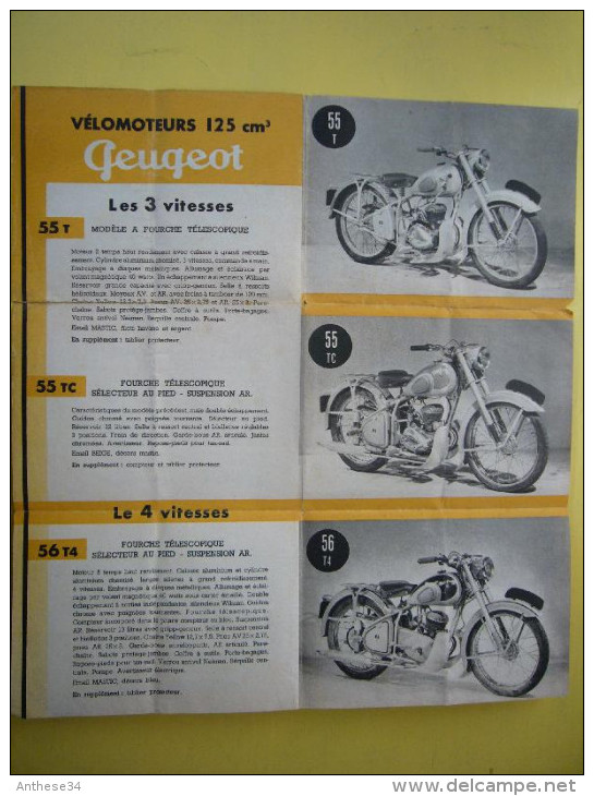 Dépliant Pub Vélomoteurs Motocyclettes Peugeot Modèles 1953 - Publicités