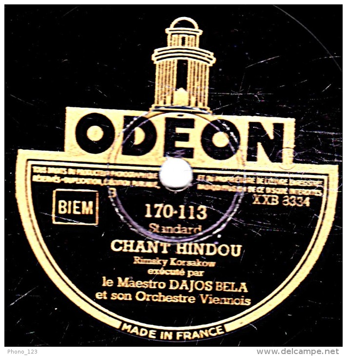 78 Trs- 30 Cm - état TB - DAJOS BELA - VALSE TRISTE - CHANT INDOU - 78 T - Disques Pour Gramophone