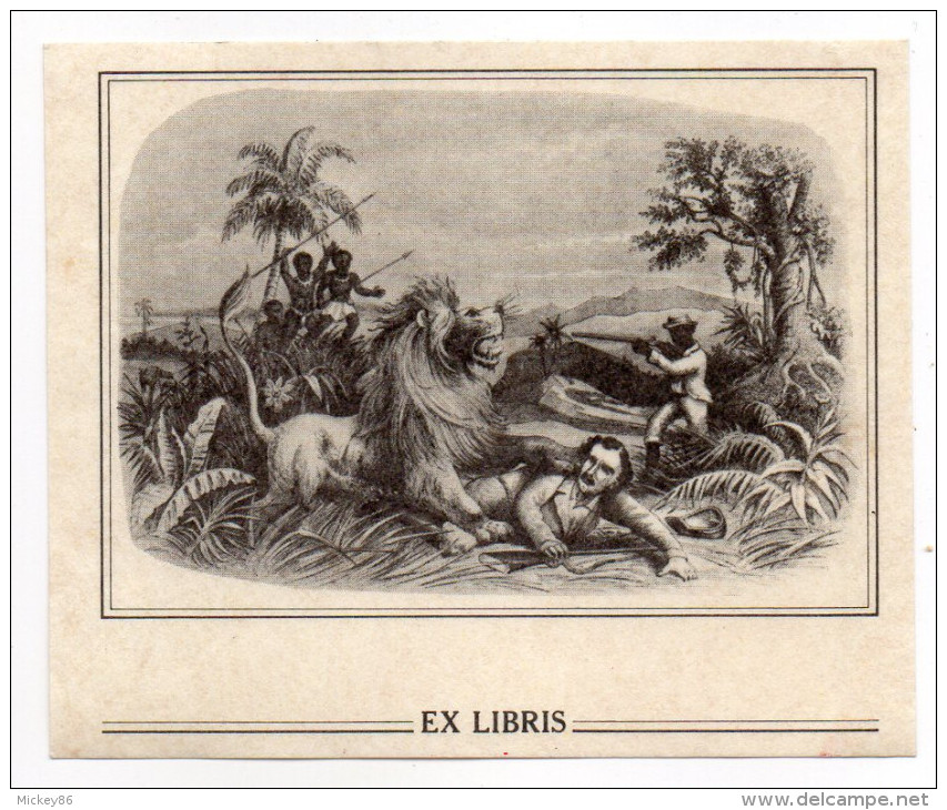 EX LIBRIS------Dessin   " Chasse Au Lion " - Exlibris