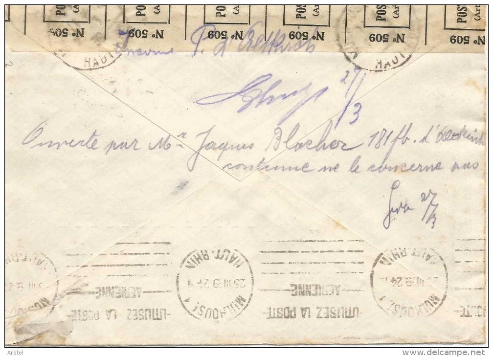 SUIZA CC A MULHOUSE 1939 CON APERTURA OFICIAL CENSURA - Cartas & Documentos