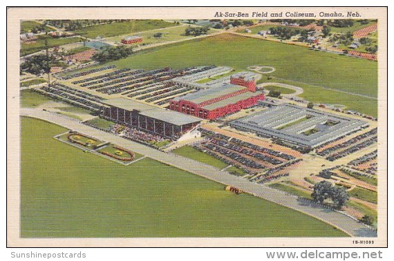 Nebraska Omaha Aerial View Of Ak-Sar-Ben Field And Coliseum 1942 Curteich - Omaha