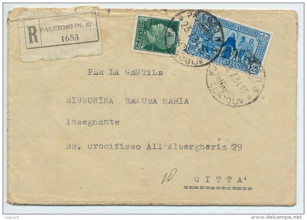 REGNO BUSTA + LETTERA AFFRANCATA CON 1,25. CENTENARIO ANTONIANO 1931 - Storia Postale