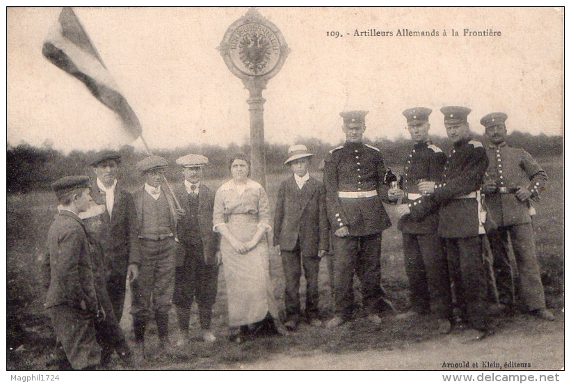 Cpa  Artilleurs  Allemands  A  La  Frontiere  (tres Belle Carte Animee ) - Guerre 1914-18