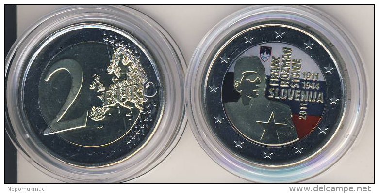 2 Euro Gedenkmünze 2011 Slowenien Rozman FARBE - Slovenia