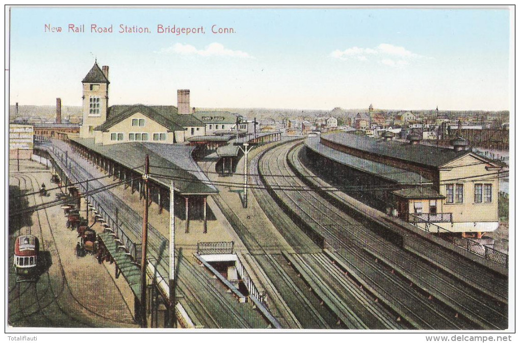 New Rail Road Station BRIDGEPORT Connecticut Birds Eye Unused Published By HH Jackson, Bridgeport - Bridgeport