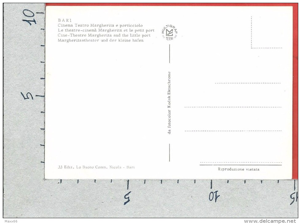 CARTOLINA NV ITALIA - BARI - Cinema Teatro Margherita E Porticciolo - 10 X 15 - Bari
