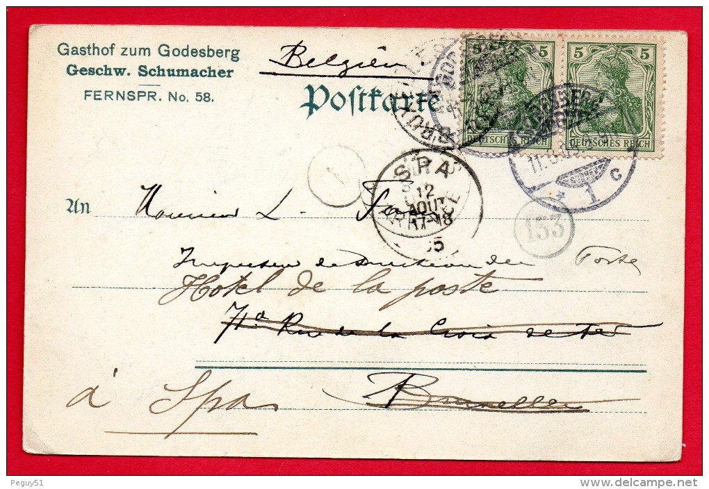 Gruss Aus Godesberg. Gasthof Zum Godesberg (Aennchen Schumacher). 1905 - Bonn