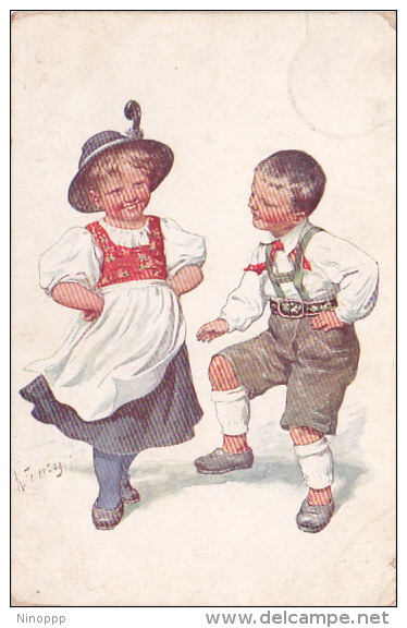 Germany 1911 Children Signed Card, Sent To China - World