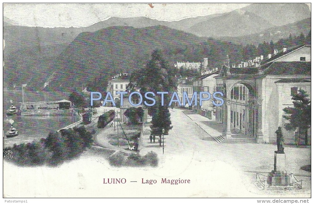 17821 ITALY LUINO VARESE LAGO MAGGIORE TRAMWAY TRAN & VIEW PARTIAL CIRCULATED TO FRANCE POSTAL POSTCARD - Altri & Non Classificati