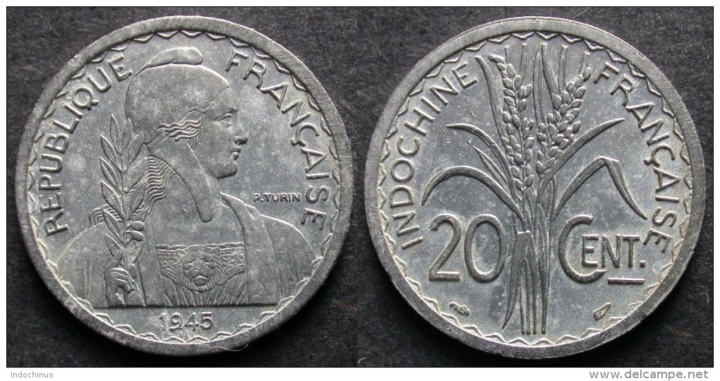 INDOCHINE  FRANCAISE 20 Cent 1945  Monnaie Coloniale  INDOCHINA   PORT OFFERT - Vietnam