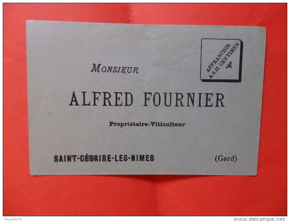 Tarif Des Vins De Table Alfred Fournier Saint Césaire-les-Nimes (Gard) + Enveloppe. - Other & Unclassified