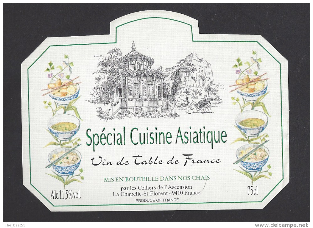 Etiquettes De Vin  De Table -  Spécial Cuisine Asiatique  - Les Celliers De L'Ascension à La Chapelle Saint Florent (49) - Asiatici