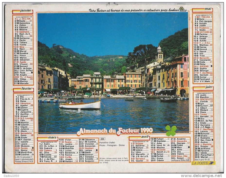 Calendrier Des Postes 1991  69 Rhone - Formato Grande : 1991-00