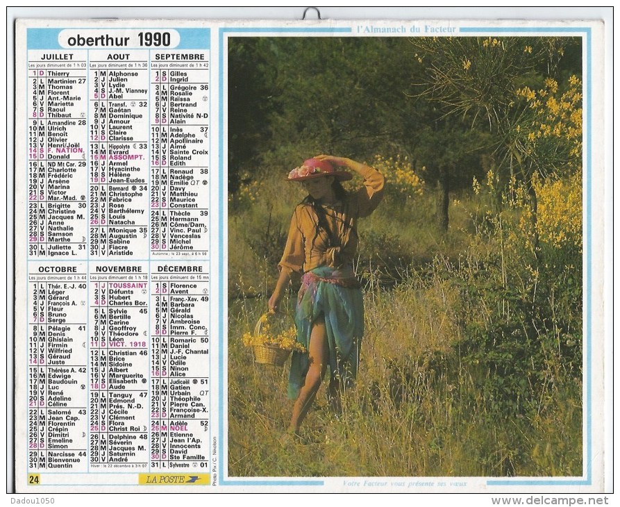 Calendrier Des Postes 1990  83 Var - Grand Format : 1991-00