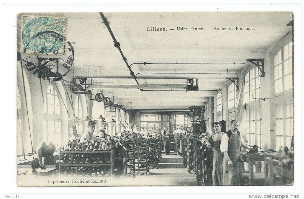 CPA Lillers Usine Fanien Atelier De Finissage   "imprimerie Caillieret Renault" Voyagée  "signée Hinault" - Lillers