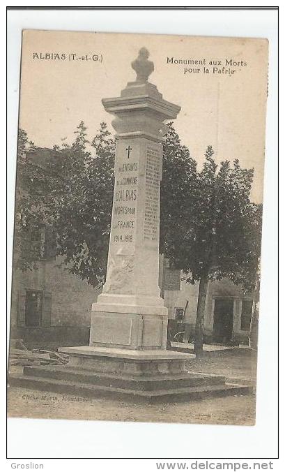 ALBIAS (T ET G) MONUMENT AUX MORTS POUR LA PATRIE (1914 1918) - Monuments Aux Morts