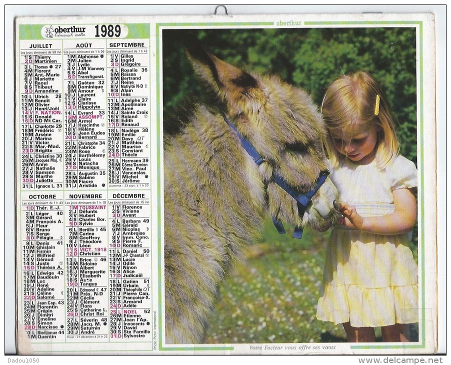 Calendrier Des Postes 1989  69 Rhone - Formato Grande : 1981-90