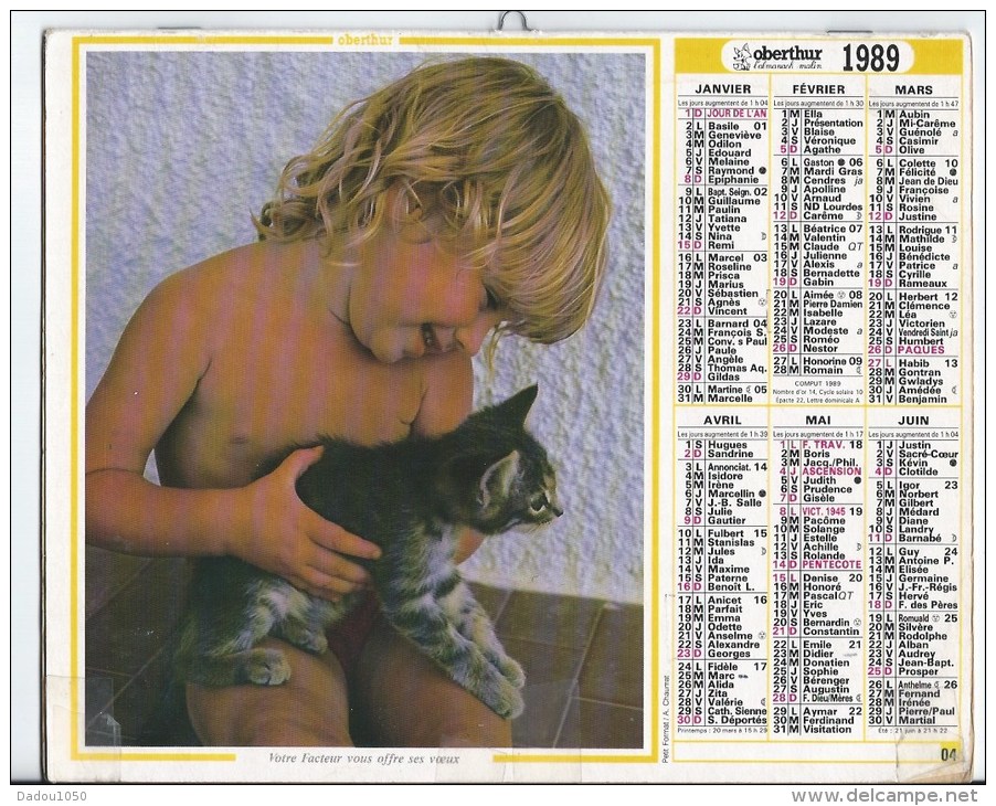 Calendrier Des Postes 1989  69 Rhone - Grand Format : 1981-90