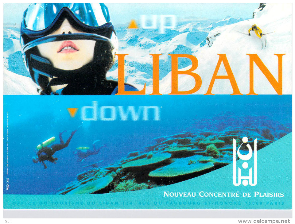 PUB Publicité -LIBAN Nouveau Concentré De Plaisirs (Up Down)  (Plongée Ski)( Office Du Tourisme Du Liban )*PRIX FIXE - Publicité